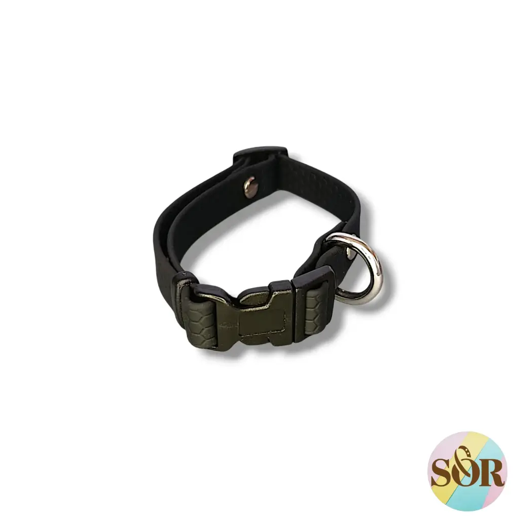 Collier réglable en Hexa noir - Petit chien - Largeur 16mm - Tour de cou de 25 à 35cm