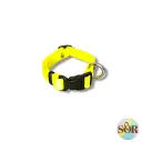 Collier réglable en Hexa jaune néon - Petit chien - Largeur 16mm - Tour de cou de 25 à 35cm 