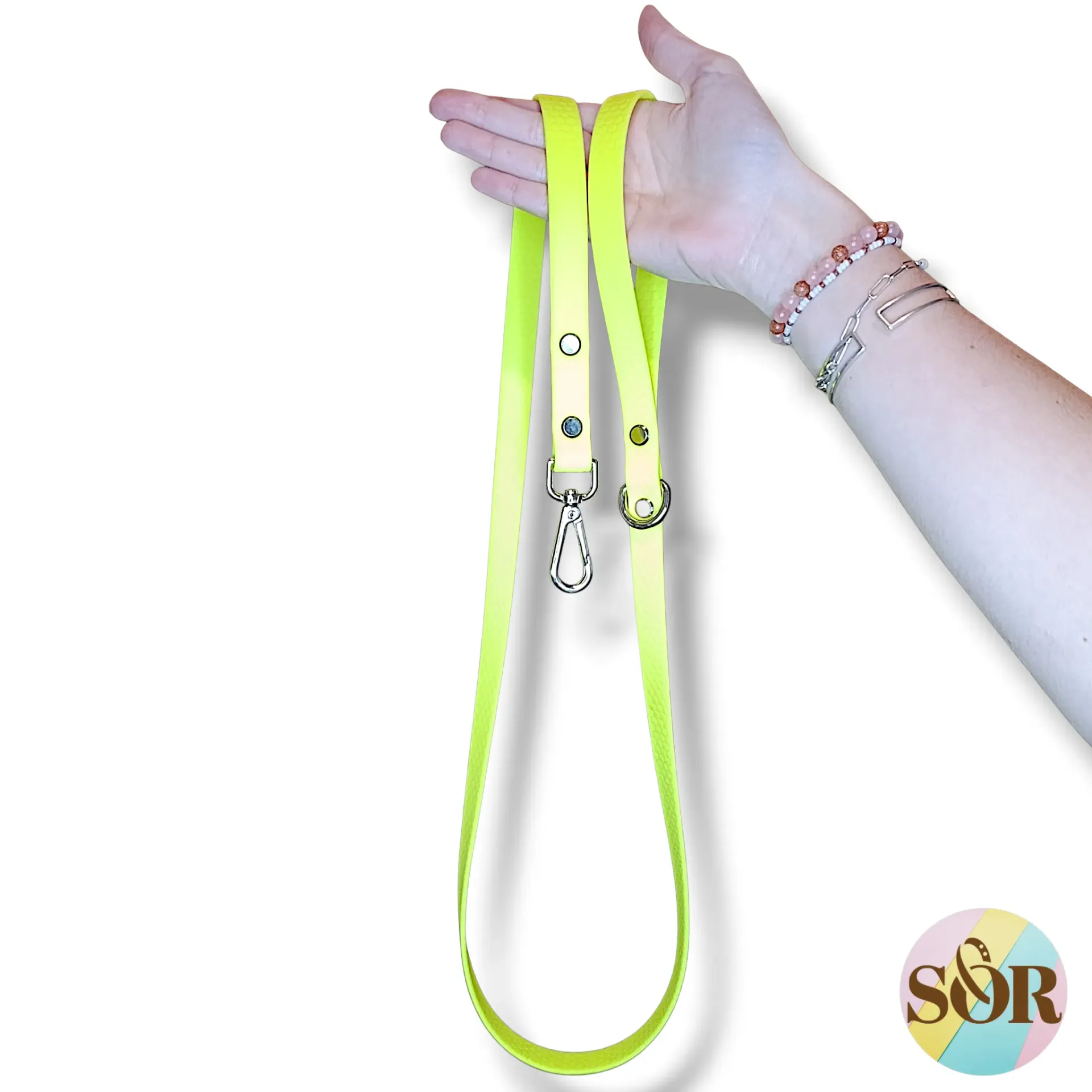 Laisse en Hexa jaune néon - Largeur 16mm