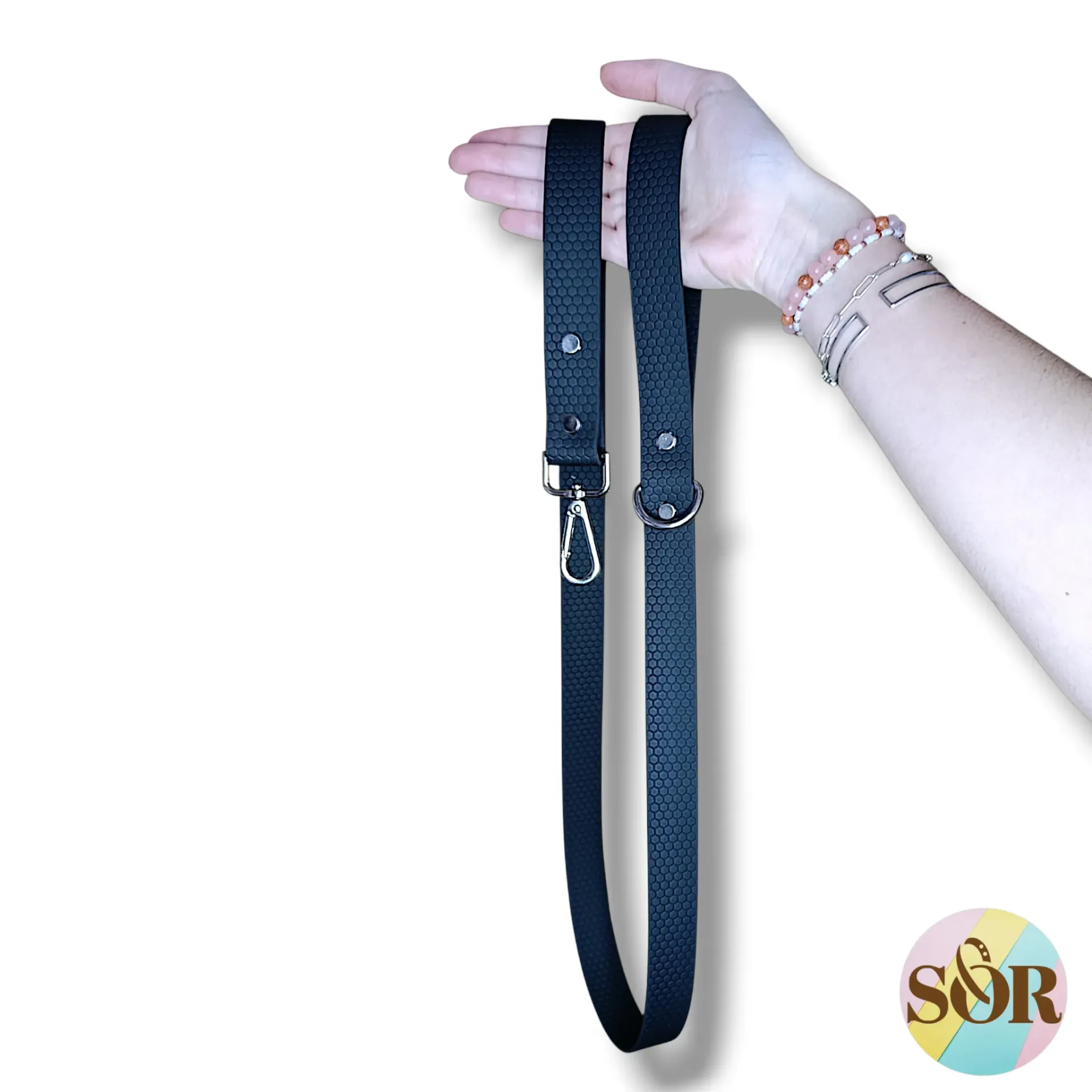 Laisse en Hexa noir - Largeur 25mm