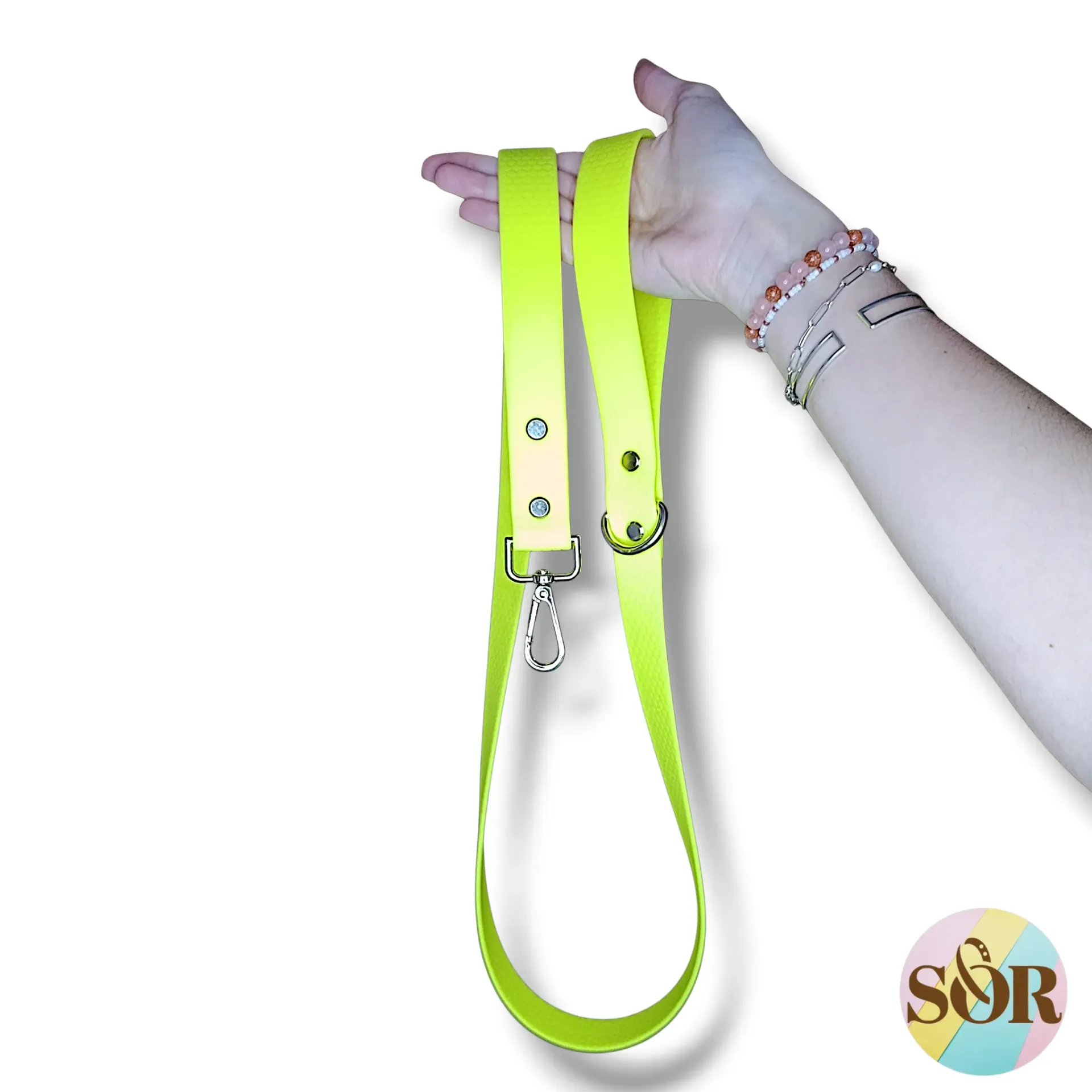 Laisse en Hexa jaune néon - Largeur 25mm