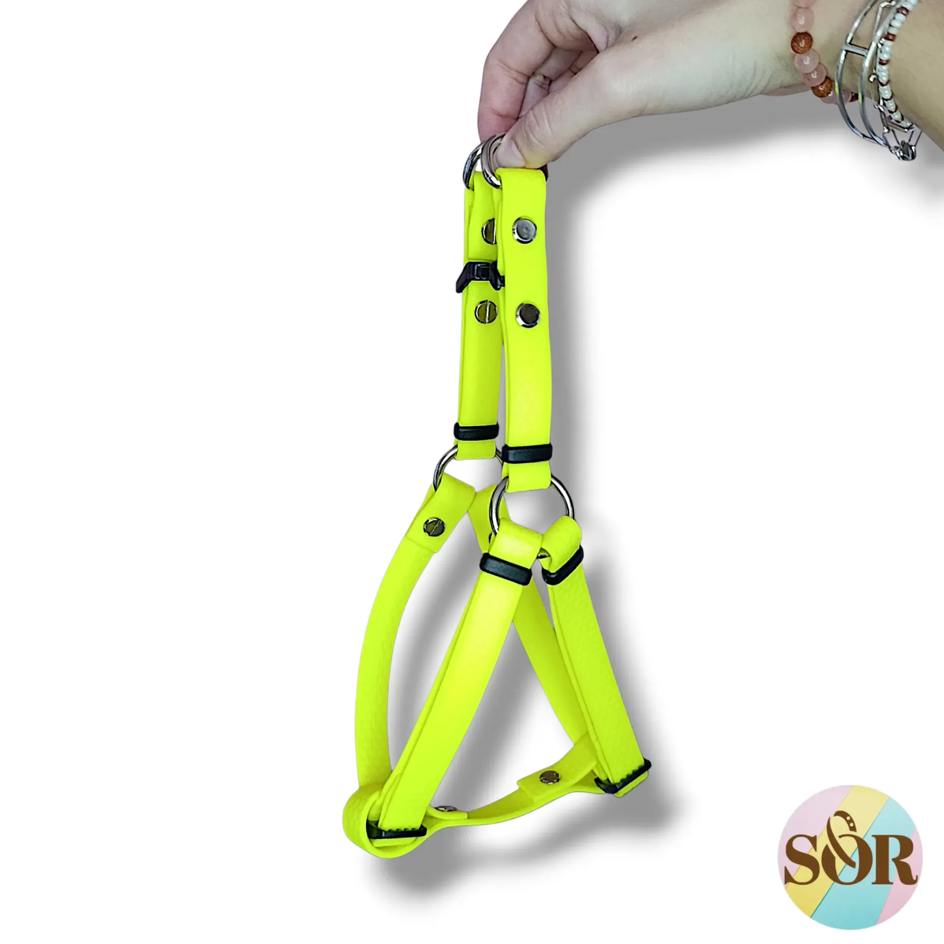 Harnais réglable & facile à enfiler - Pour petit chien en Hexa jaune néon