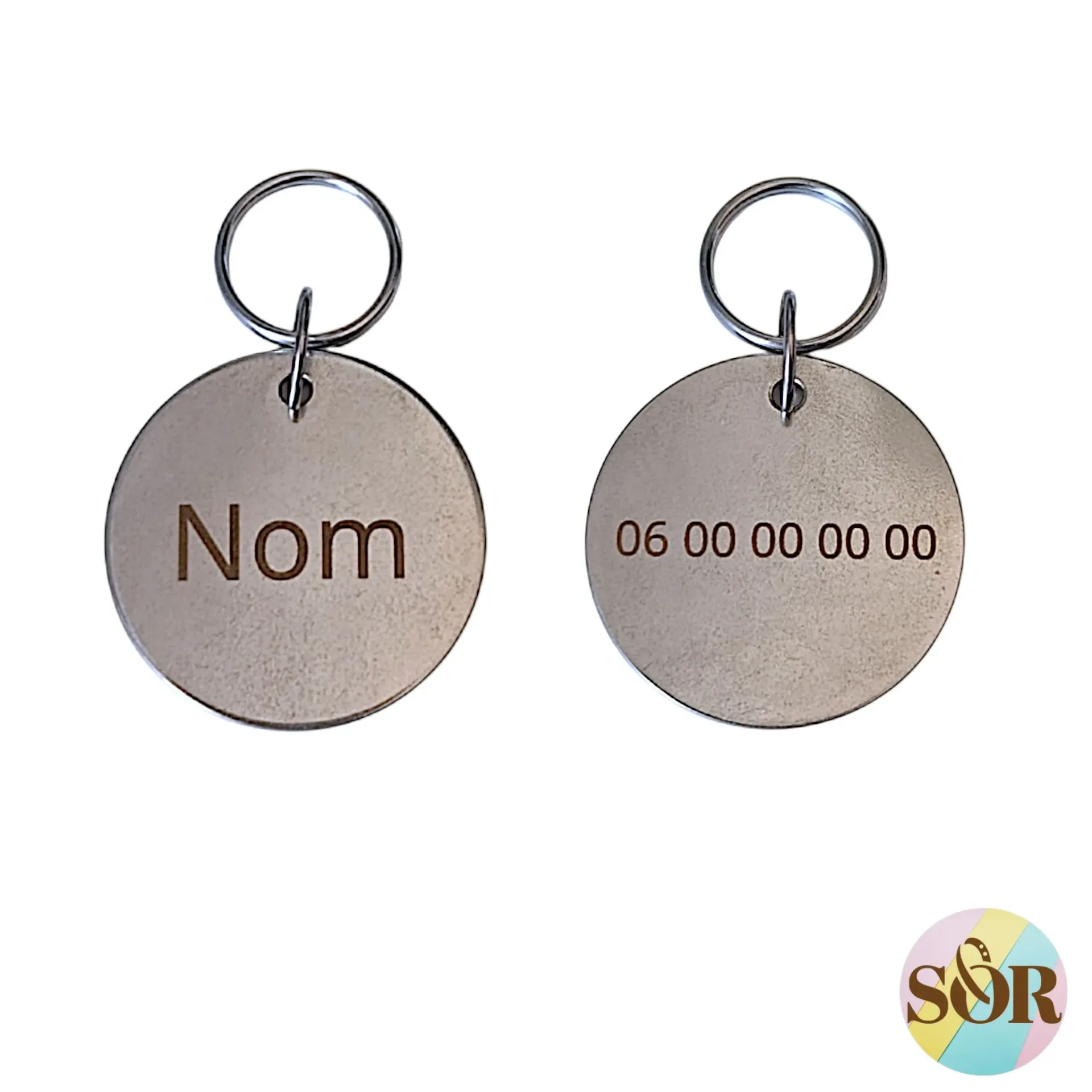 Médaille d'identification personnalisable en acier inoxydable