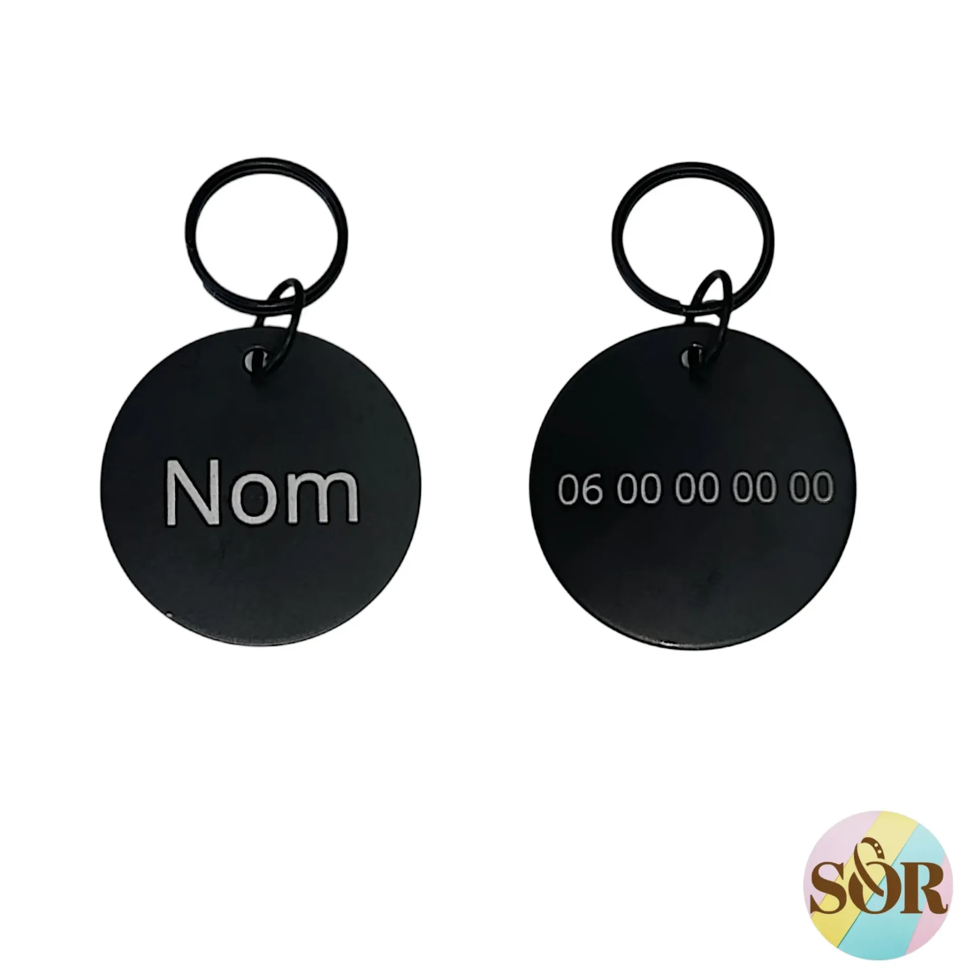 Médaille d'identification personnalisable en acier noir