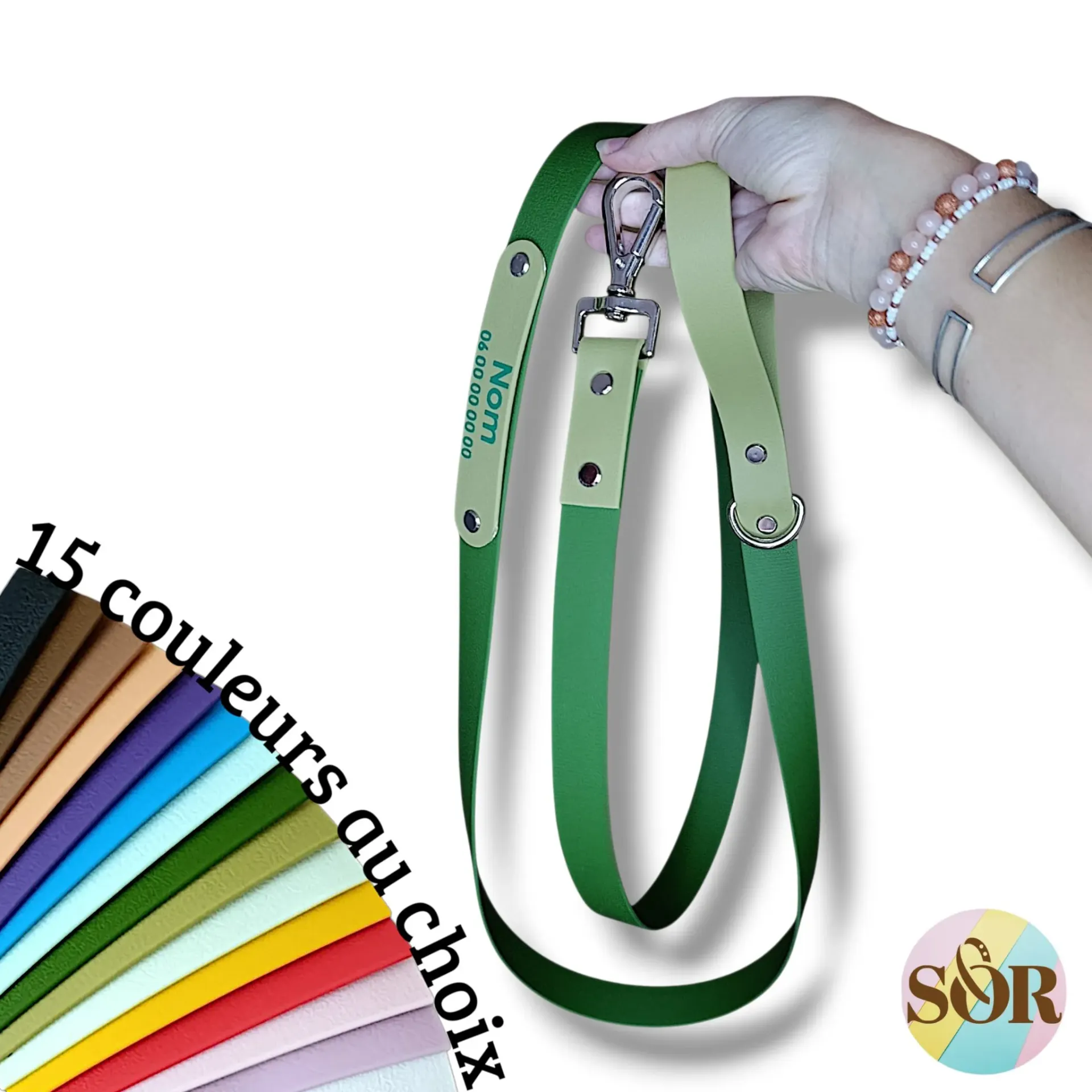 Laisse jusqu'à 3 couleurs personnalisable - Largeur 25mm