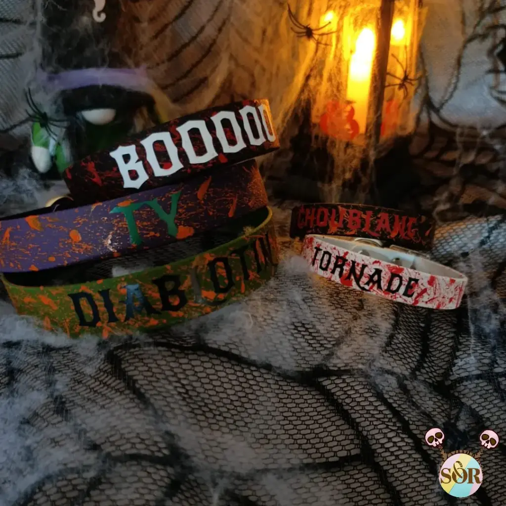 Halloween - Collier 1 couleur personnalisable - Chat ou chien 
