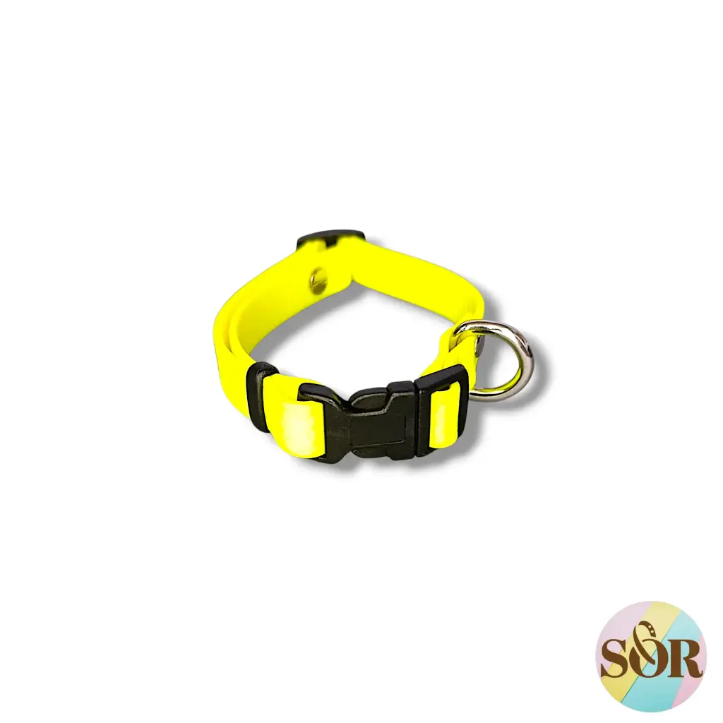 Collier réglable en Hexa jaune néon - Petit chien - Largeur 16mm - Tour de cou de 25 à 35cm 
