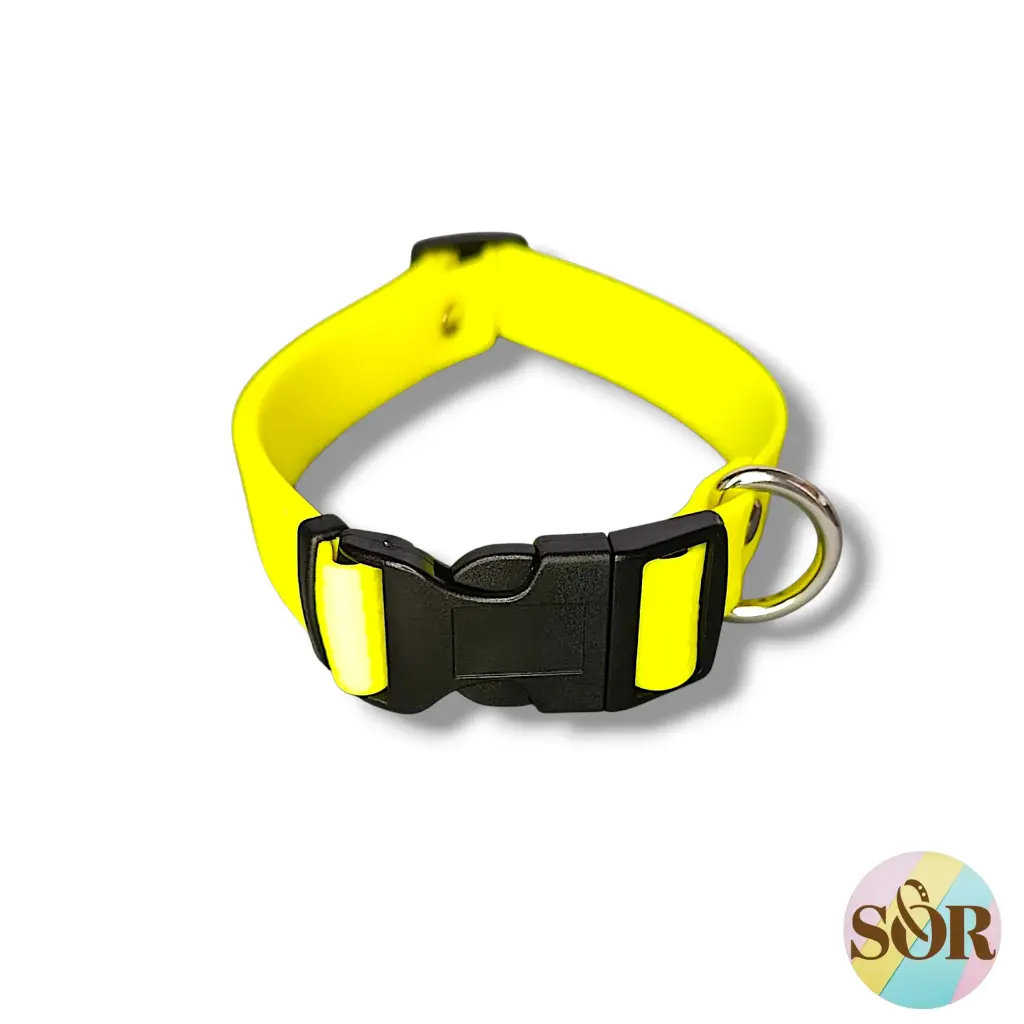 Collier réglable en Hexa jaune néon - Grand chien - Largeur 25mm - Tour de cou de 35 à 55cm