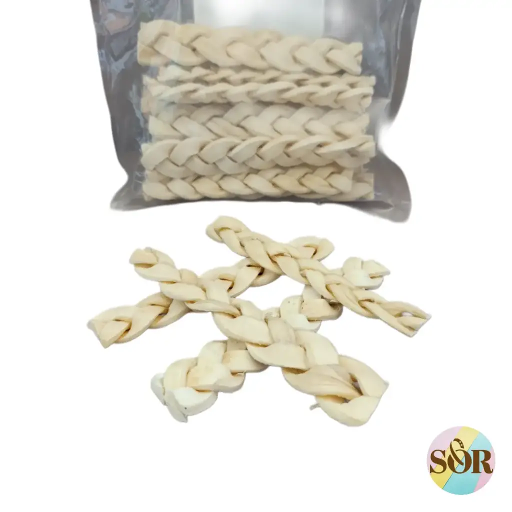 Sachet de tresses en peau de bœufs séchés - Mastications naturelles - 250g