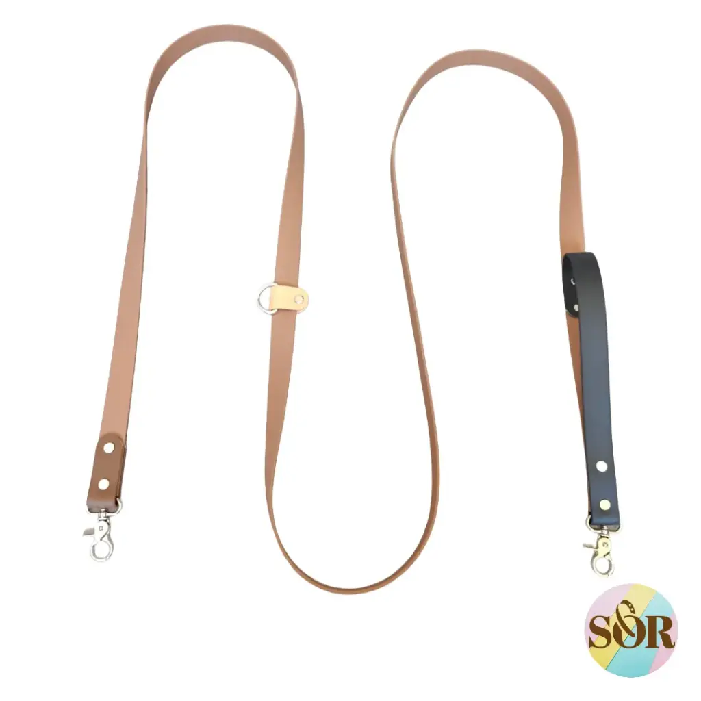 Laisse multipositions avec poignée jusqu'à 4 couleurs personnalisable - Largeur 25mm