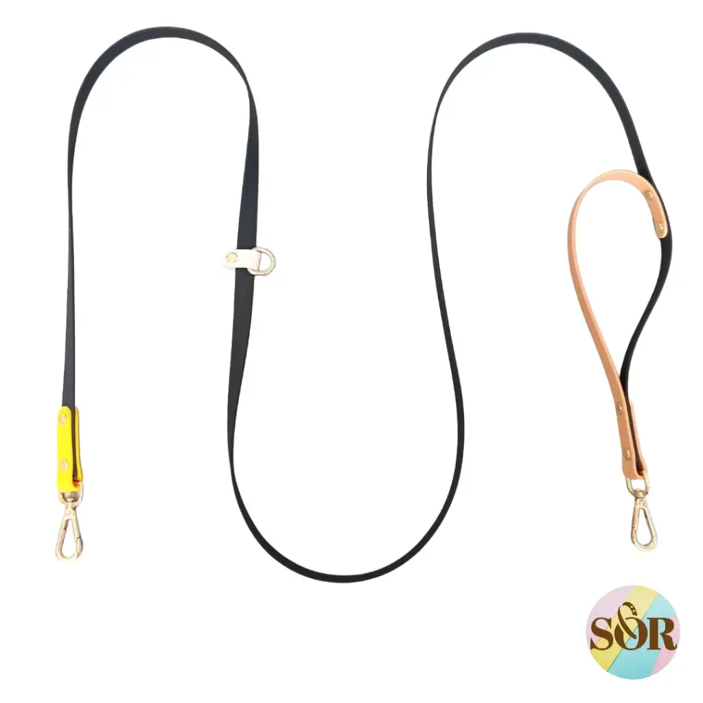 Laisse multipositions avec poignée jusqu'à 4 couleurs personnalisable - Largeur 16mm 